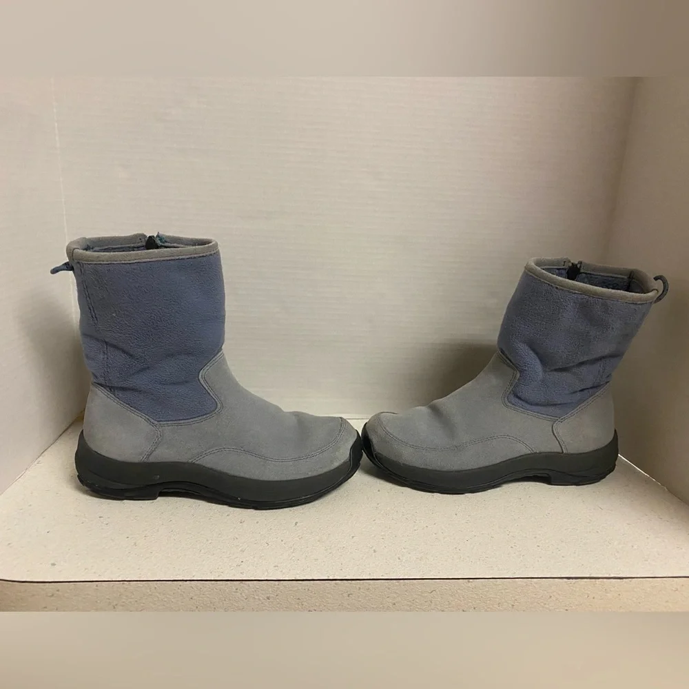 L.L. Bean Women's Steele Blue Suede and Fleece Winter Boots 7